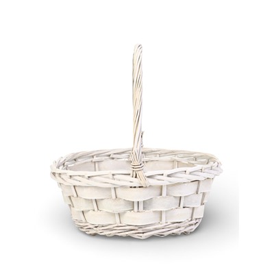 Корзина плетёная для хранения Alba, с ручкой, белая, набор 2 шт.