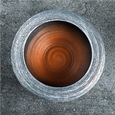 Кашпо для цветов «Плошка», 1.4 л, d=22 см, h=8 см, керамика, серое