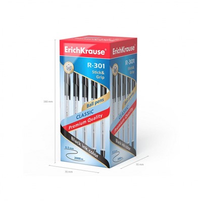 Ручка шариковая R-301 GRIP черная 1.0мм 39528 ErichKrause