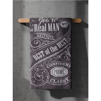 Полотенце махровое «Этель» Real man, 70×130 см, хлопок 100%, серое