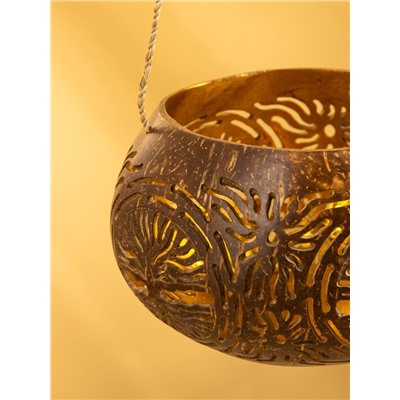 Подсвечник подвесной из кокоса, 9-12 см, коричневый