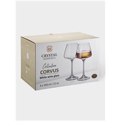 Бокалы для вина Corvus, 350 мл, набор 6 шт., стекло, прозрачные