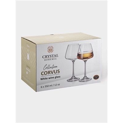Бокалы для вина Corvus, 350 мл, набор 6 шт., стекло, прозрачные