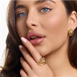 Комплект ювелирной бижутерии Итальянское золото (покрытие желтое 14к), серьги и кольцо 17 р, 313.455-17