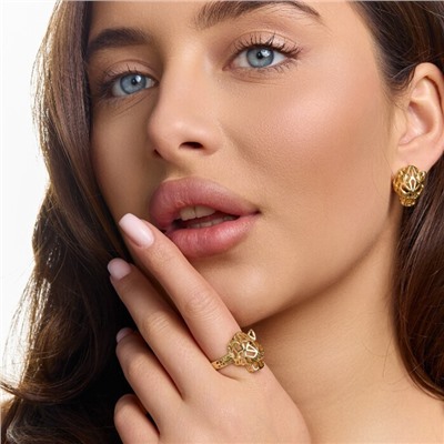 Комплект ювелирной бижутерии Итальянское золото (покрытие желтое 14к), серьги и кольцо 19 р, 313.455-19