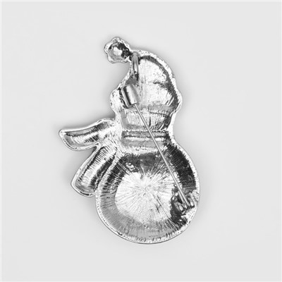 Брошь новогодняя «Снеговик» со снежинкой, цветная в серебре