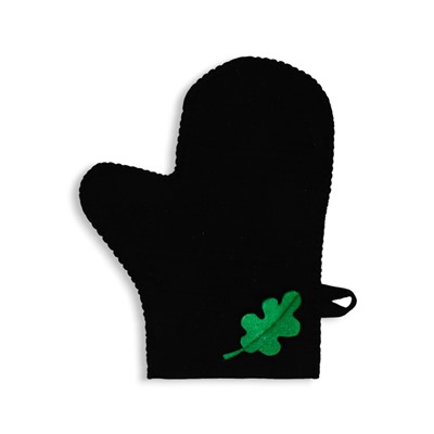 Рукавица для бани с аппликацией «Дубовый лист», полиэфир, чёрный