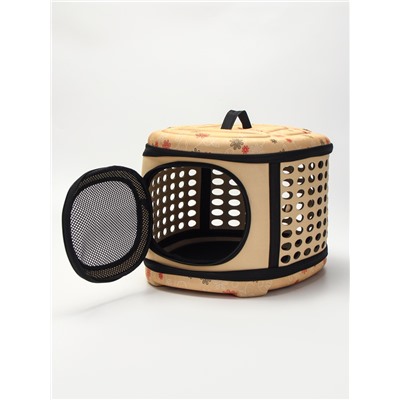 Складная сумка - переноска большая, 42.5×37.5×29.5 см, материал EVA, бежевая