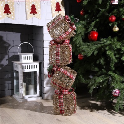 УЦЕНКА Фигура светодиодная «Плетеные кубы с бусинами», 15.5×15.5×80 см, 40 LED, 220V, Т/БЕЛЫЙ 960910