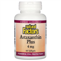 Natural Factors, Astaxanthin Plus, 4 mg, 60 Softgels