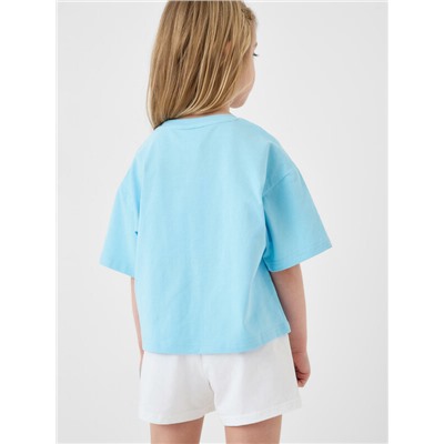 Комплект трикотажный для девочек: фуфайка (футболка), шорты