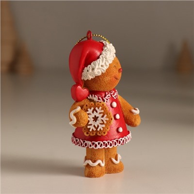 Фигурка-подвеска полистоун «Имбирный снеговик в новогоднем наряде», ёлочная игрушка, 5.5×4×8.5 см, МИКС