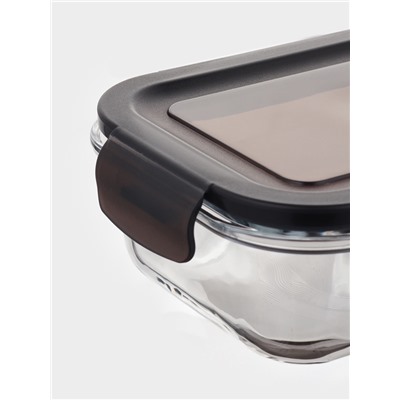 Набор контейнеров, 3 шт.: 410/690/1040 мл, стекло, прозрачный, черная крышка