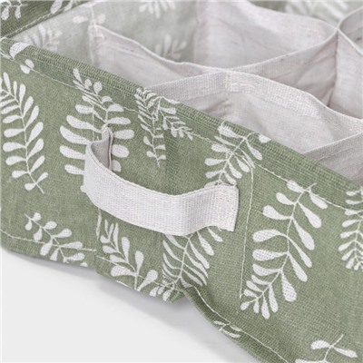 Органайзер для хранения белья Доляна Leaves, 9 ячеек, 28×28×11 см, зелёный