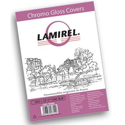 Обложка для переплета А4 100 шт. 230 г/м2 синяя картонная глянцевая "Chromolux" LA-78690 Lamirel