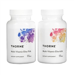 Thorne Research, Multi-Vitamin Elite, A.M. & P.M., 2 Bottles, 90 Capsules Each