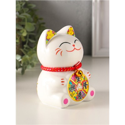 Копилка для денег «Кот Манэки-нэко с счастливый барабан», керамика, 7.8×7.5×12.5 см