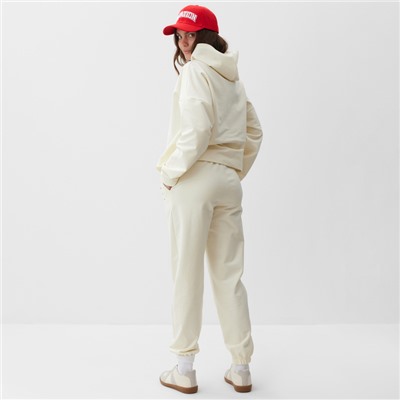 Костюм с вышивкой женский (толстовка, брюки) MIST No regrets, размер 48-50, молочный