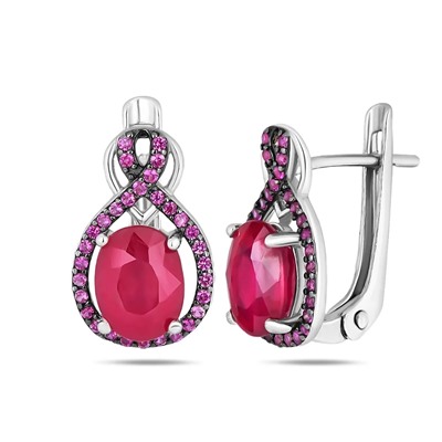 Серьги, рубин корунд , нанорубин, SL-RIC107