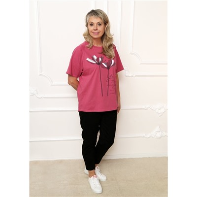 Футболка реглан брусника