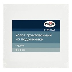 Холст на подрамнике "Студия" 8х8 см, 100% хлопок, 280г/м2, мелкое зерно 28010808 Гамма
