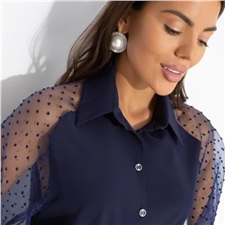 Блуза комбинированная с органзой, Теория красоты (синяя туманность)