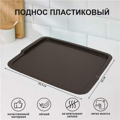 Поднос, 42.5×32 см, коричневый