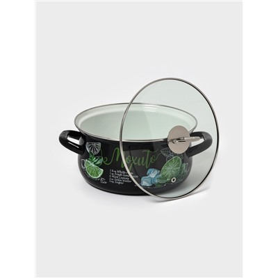 Кастрюля эмалированная «Мохито», 3 л, d=23.1 см, чёрная