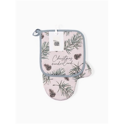 Набор кухонный «Этель» Christmas tree, варежка-прихватка 20×28 см, прихватка 19×19 см