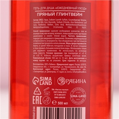 Гель для душа, 500 мл, аромат пряного глинтвейна, Чистое счастье