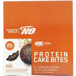 Optimum Nutrition, Protein Cake Bites, Chocolate Frosted Donut, 9 Bars, 2.29 oz (65 g) Each