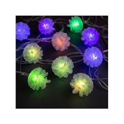 Гирлянда «Нить» 5 м с насадками «Шишки сосновые», IP20, прозрачная нить, 20 LED, свечение мульти (RG/RB), мигание, 220 В