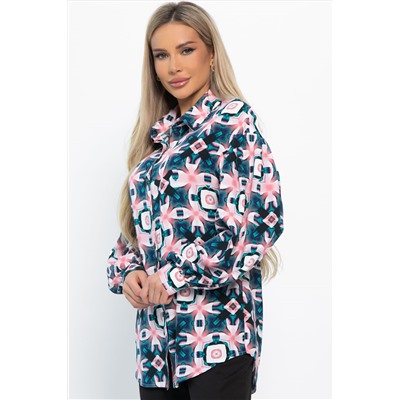 Блуза хлопковая Танец линий (зеленая) Б14857-14М