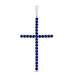 Подвеска из серебра с синей шпинелью родированная - Крест 925 пробы п-035р608
