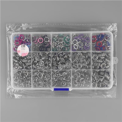 Кнопки рубашечные, открытые, в органайзере, d=9.5 мм, 200 шт., разноцветные