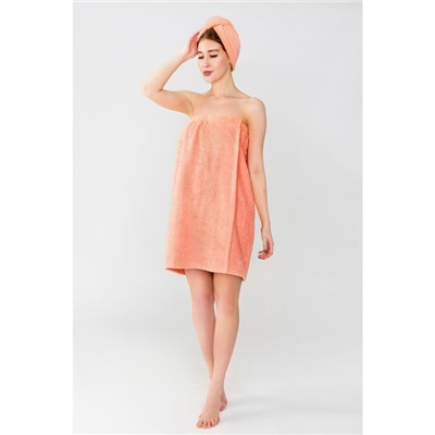 Набор для сауны «Экономь и Я» (полотенце - парео 68×150 см, чалма), цвет персик