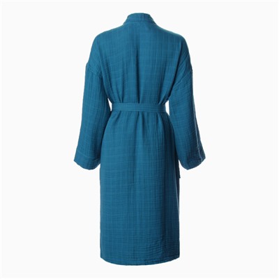 Халат женский муслиновый LoveLife, размер 42-44, синий, хлопок, 4-сл, 235 г/м²