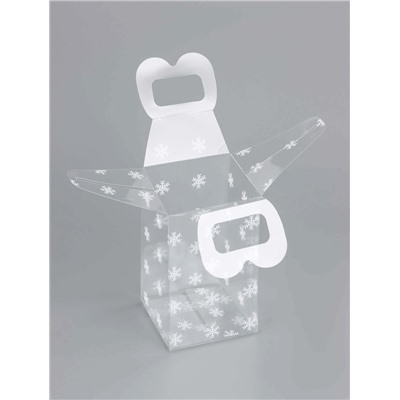 Коробка подарочная новогодняя складная ПВХ «Снежинки» 12×7×7 см