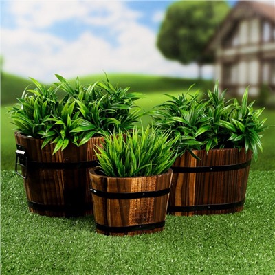 Набор кашпо для цветов, 22×18×14 см, деревянный, 3 шт.