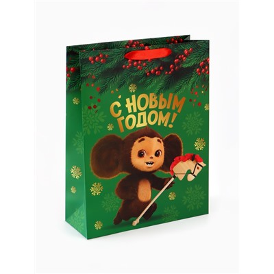 Пакет подарочный «Новый год: Лошадь 2026», Чебурашка, L 31×40×11.5 см