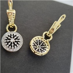 Комплект ювелирной бижутерии Итальянское золото (покрытие желтое 14к), серьги и кольцо, вставка: фианиты, р-р 17, 016, арт. 217.011-17