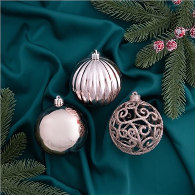 Ёлочные игрушки «Ажур», шары новогодние, d=8 см, набор 8 шт.