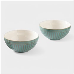 Салатники Доляна «Винтаж», d=15 см, набор 2 шт., керамика, бирюзовые