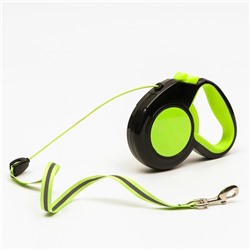 Рулетка «Пижон» светоотражающая, 8 м, до 50 кг, трос, прорезиненная ручка, зелёная