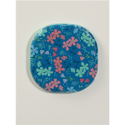 Зеркало карманное «Узор», с подставкой, 8×8 см, синее