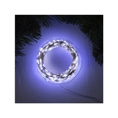 Гирлянда «Нить» 50 м роса, IP44, серебристая нить, 500 LED, свечение белое, 8 режимов, 31 В