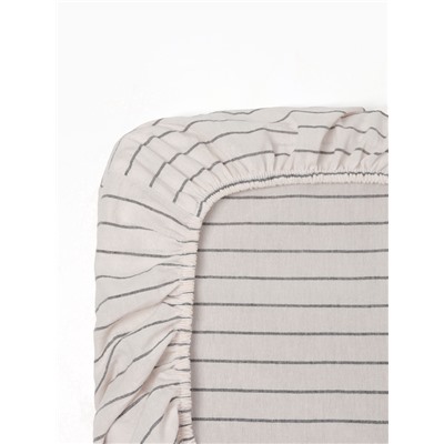 Простыня на резинке 1.5-спальная «Этель» White stripes, 140×200+25 см, жатый хлопок