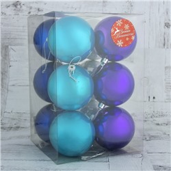 Ёлочные игрушки «Глянец», шары новогодние, d=8 см, набор 12 шт., МИКС