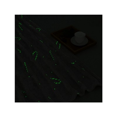 Плед светящийся в темноте «Этель. Candy cane», 180×200 см,100% п/э, корал-флис, 220 г/м²