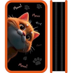 Пенал 4-х ств. 190х105 мм ПО-090 "МЯУ/MEOW" большой, тканевый торец Пчелка